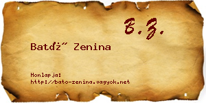 Bató Zenina névjegykártya
